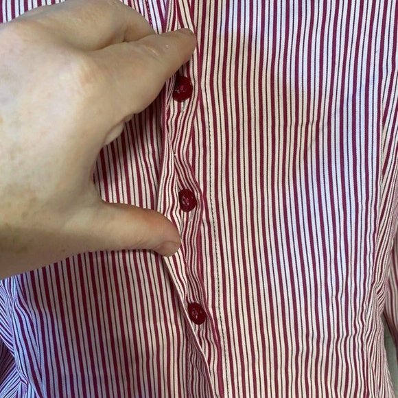 Talbots Red and White striped button down women's blouse Size 12 - Picture 3 of 11